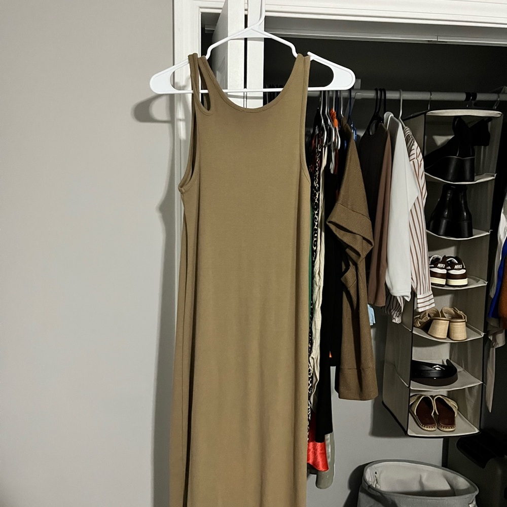 Open Edit Tan Slim Body Dress